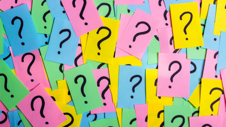 Sticky notes with question marks