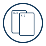 An icon showing two pieces of paper, one saying "K-2" and one saying "K-3"