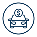 An icon showing a car with an American money symbol above it