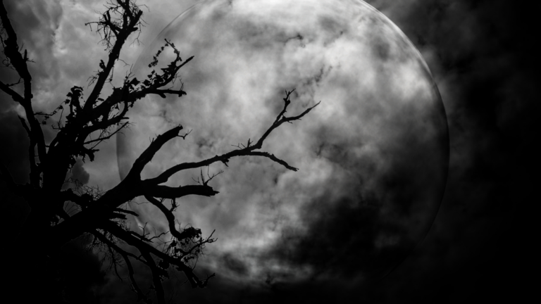 A dark, creepy photo of the moon