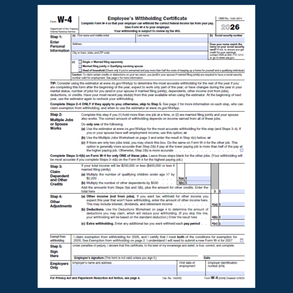 PAge 1 of the 2026 W-4