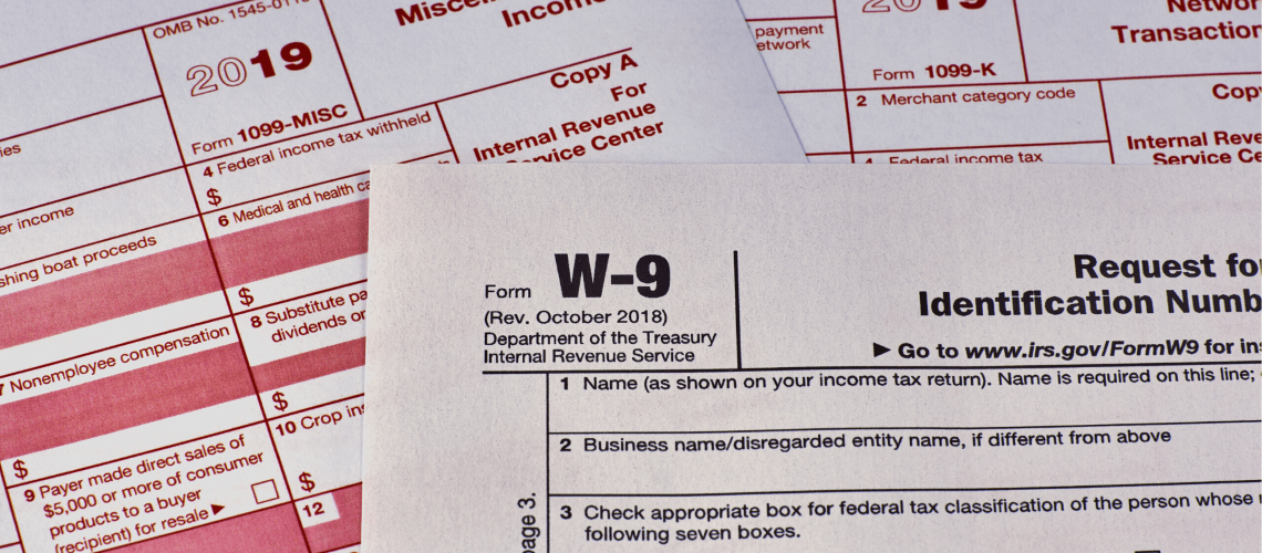 Blog header showing W-9 form