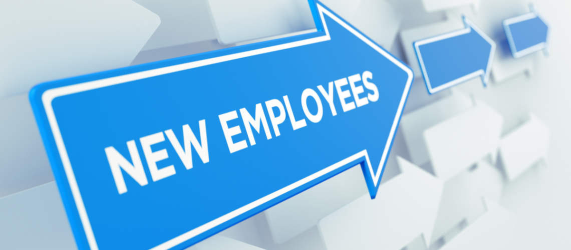 An image of arrows pointing up and diagonally. A blur one says "new employees"